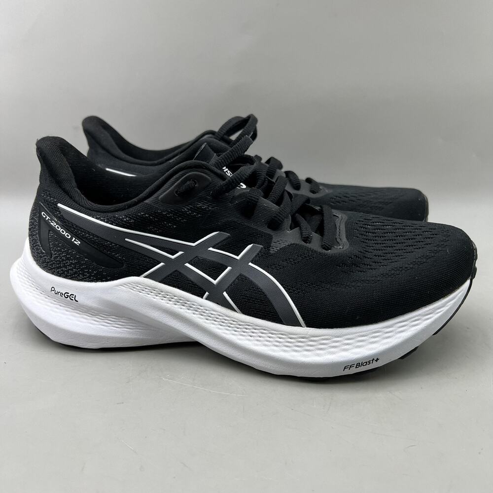 ASICS GT-2000 12 Running Shoes Women Size 8 Wide Black Mesh Comfort Low Sneakers